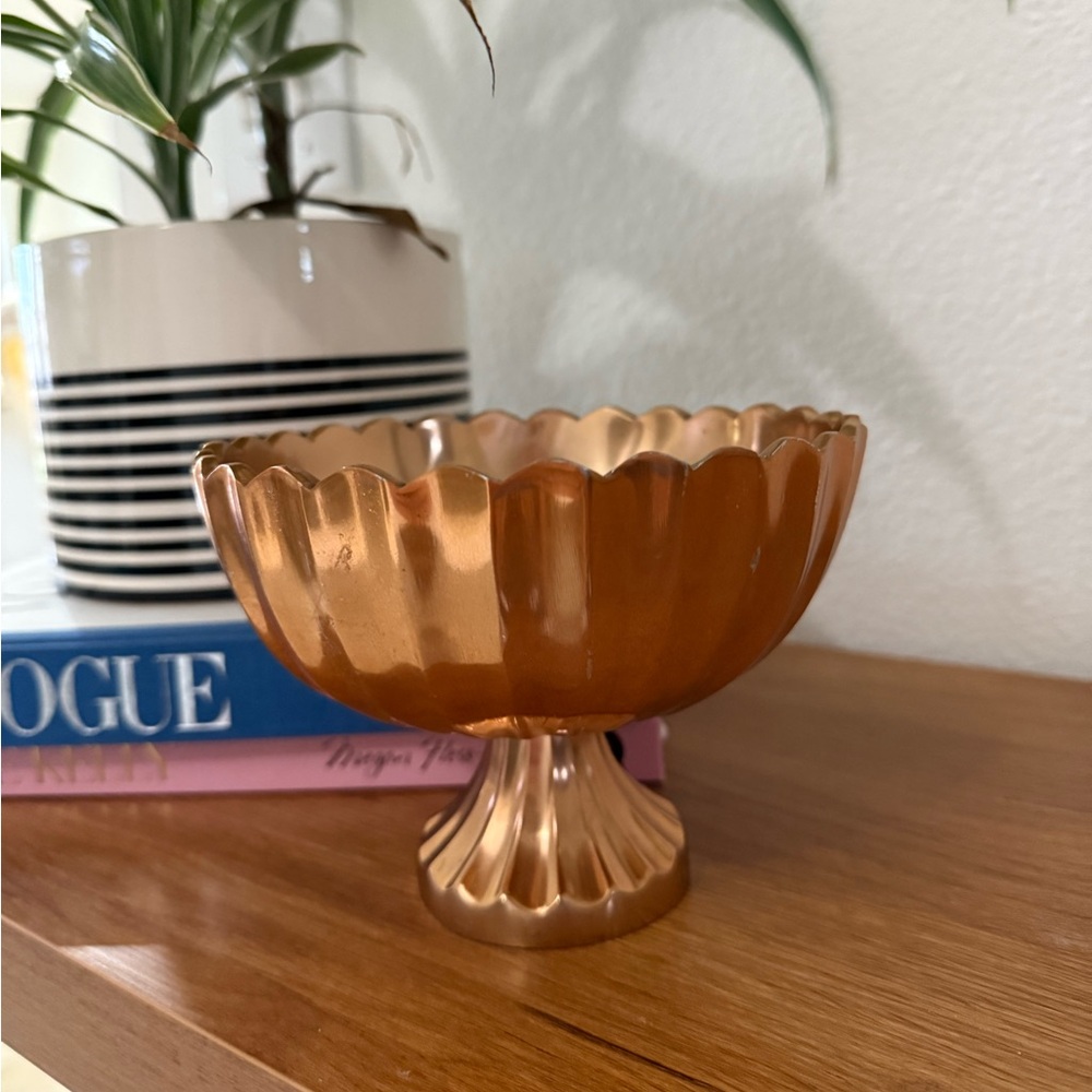Darling scalloped copper vase or trinket dish